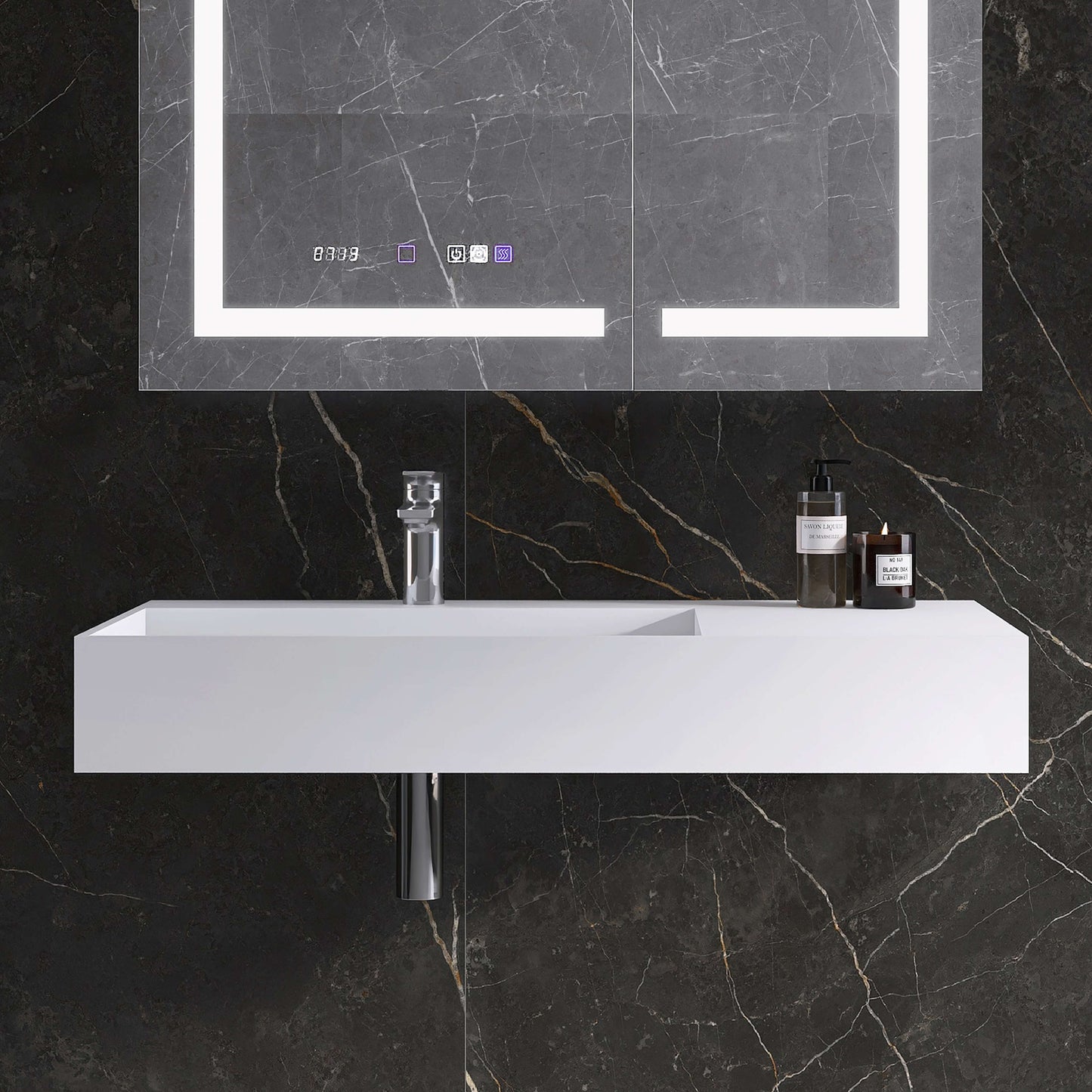 Medunjess 36'' Axion Wall Mounted Bathroom Sink Solid Surface Sink