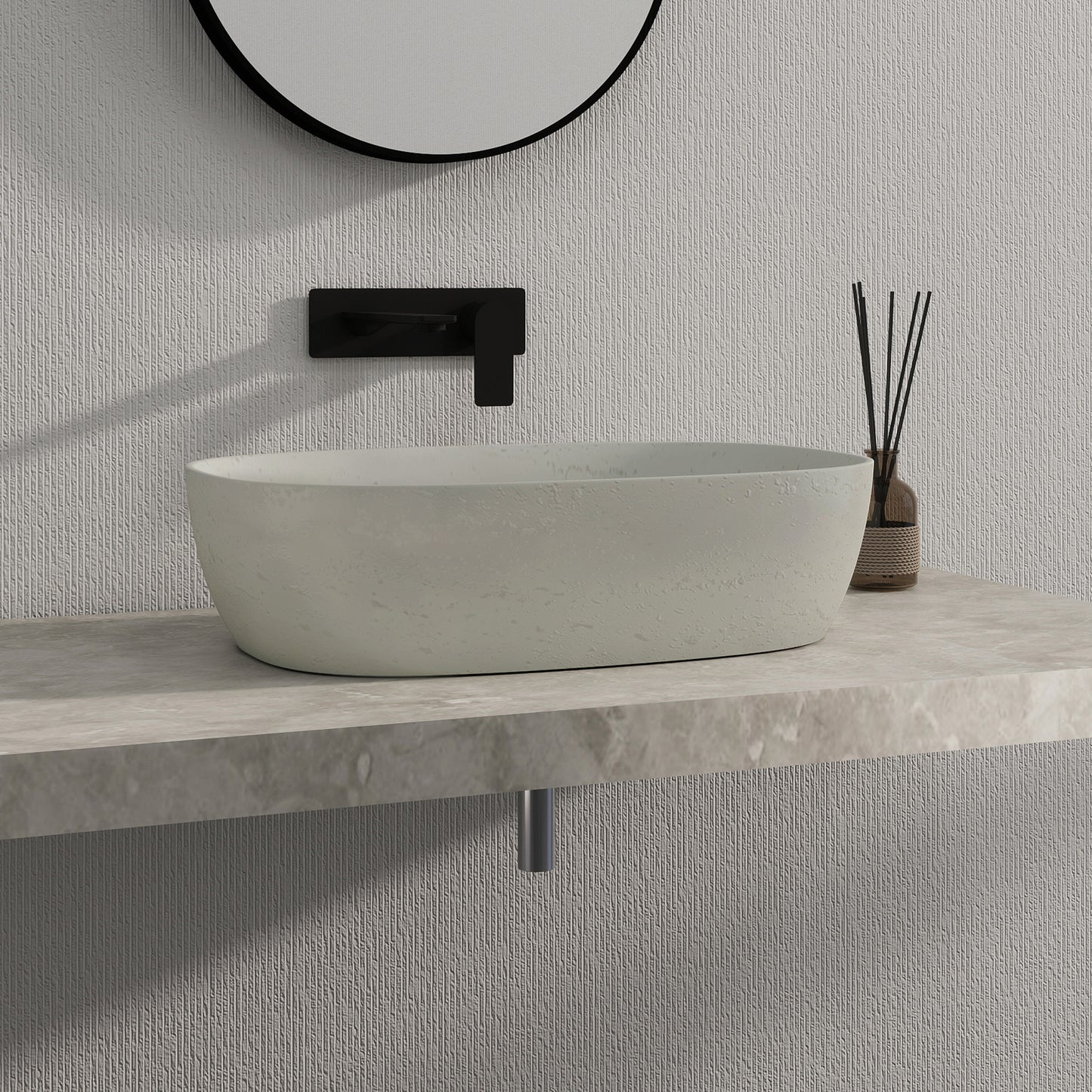 Medunjess 23'' Luna Oval Solid Surface Vessel Sink
