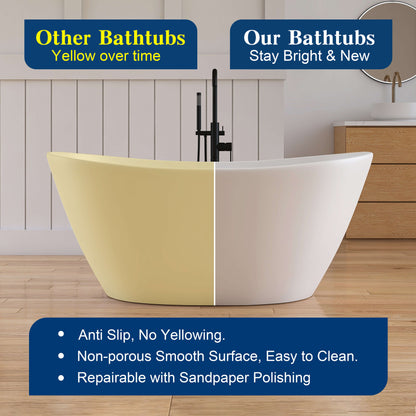 Medunjess 59'' Obelisk Freestanding Bathtub Solid Surface Stone