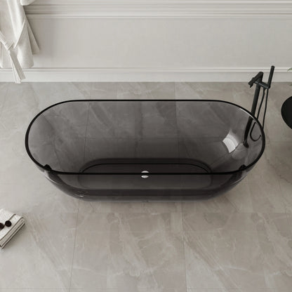 Medunjess 69'' Freestanding Bathtub Solid Surface Stone Resin Soaking Bathtub Transparent