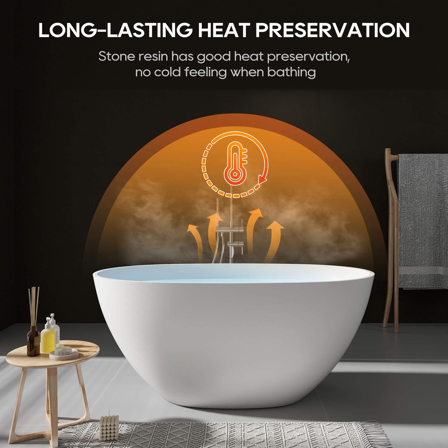 Medunjess 51''Freestanding compact soaking tub Solid surface design
