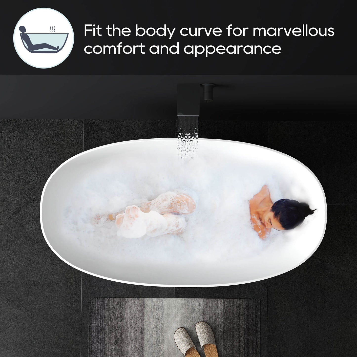 Medunjess 51''Freestanding compact soaking tub Solid surface design