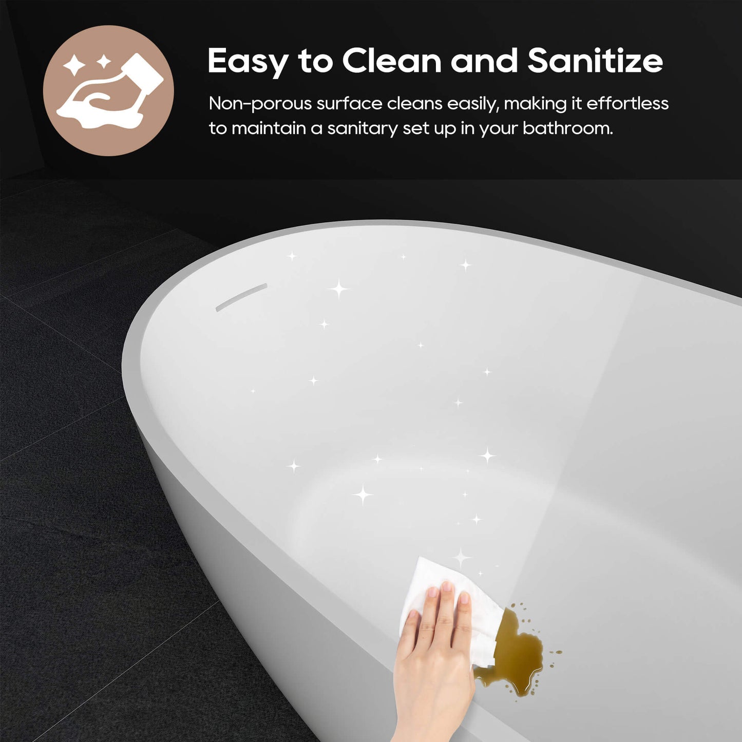 Medunjess 51''Freestanding compact soaking tub Solid surface design