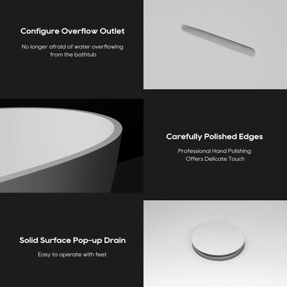 Medunjess 51''Freestanding compact soaking tub Solid surface design