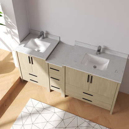 Medunjess 84'' Matrix Bathroom Vanities Sets With White Granite Top