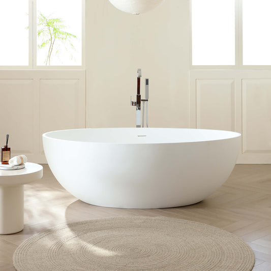 Medunjess 67'' Stone Resin Solid Surface Matte Flatbottom Freestanding Bathtub
