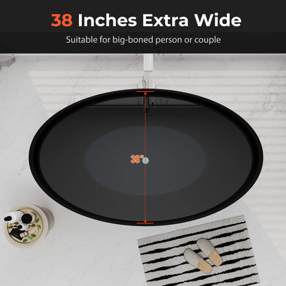 Medunjess 67'' Freestanding Tub Solid Surface Wide Freestanding Soaking Bathtub