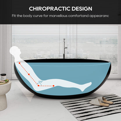 Medunjess 67'' Freestanding Tub Solid Surface Wide Freestanding Soaking Bathtub