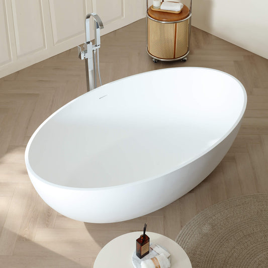 Medunjess 67'' Stone Resin Solid Surface Matte Flatbottom Freestanding Bathtub