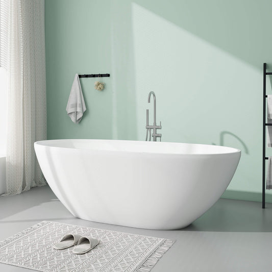 Medunjess 65'' Oval Luxury Resin Stone Soaking Tub