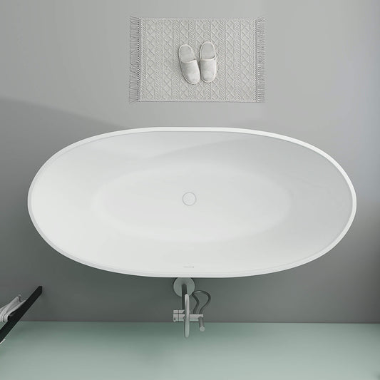 Medunjess 65'' Oval Luxury Resin Stone Soaking Tub