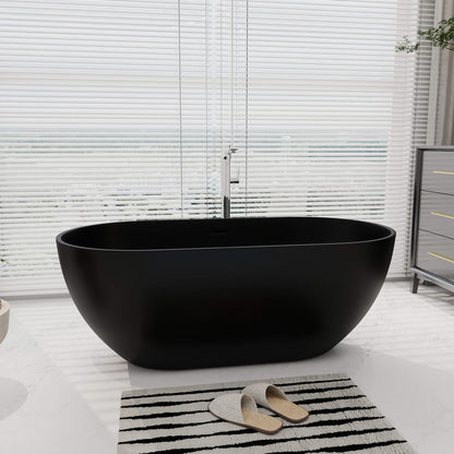 Medunjess 59''Freestanding immersion solid surface bathtubs