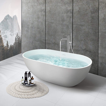 Medunjess 59''Freestanding immersion solid surface bathtubs