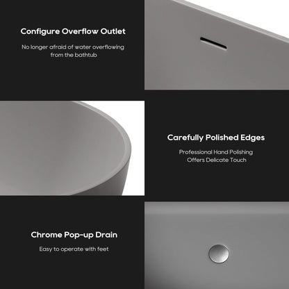 Medunjess 59''Freestanding immersion solid surface bathtubs
