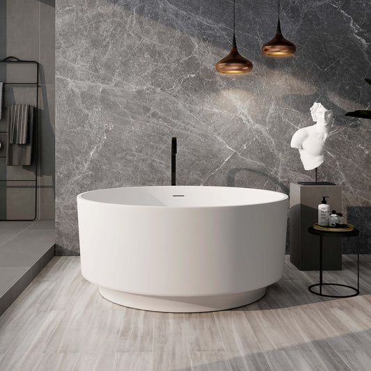 Medunjess 49" Eco-Friendly Round Resin Stone Bathtub