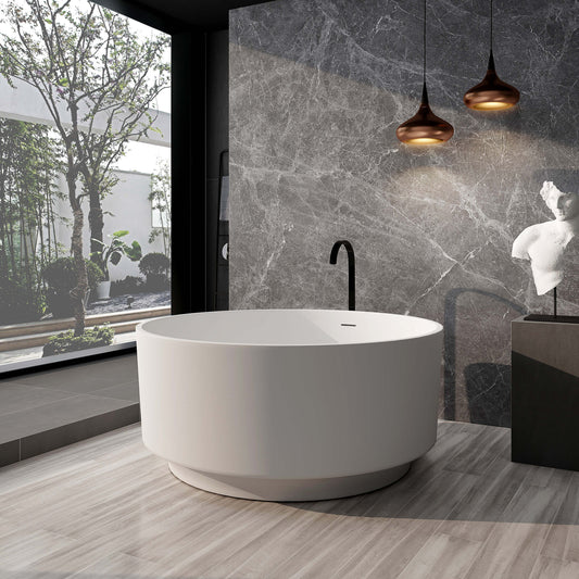 Medunjess 49" Eco-Friendly Round Resin Stone Bathtub