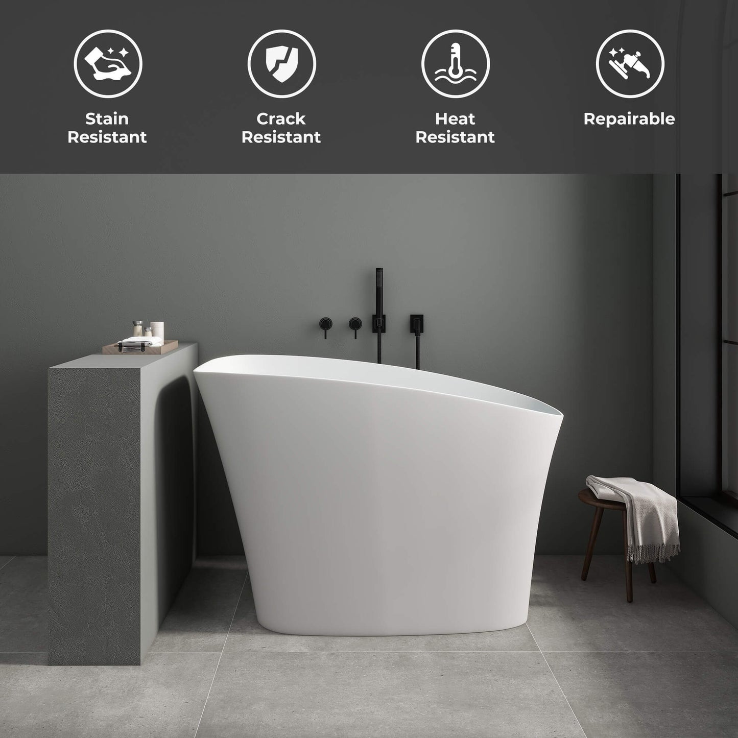 Medunjess 51" Japanese Soaking Tub Freestanding ECO-Friendly