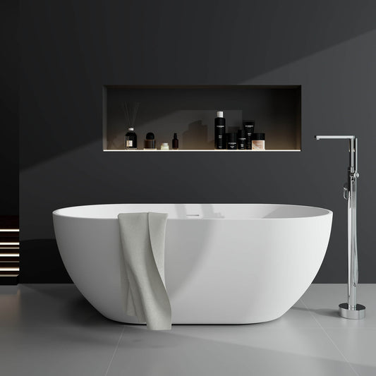 Medunjess 59''Freestanding immersion solid surface bathtubs