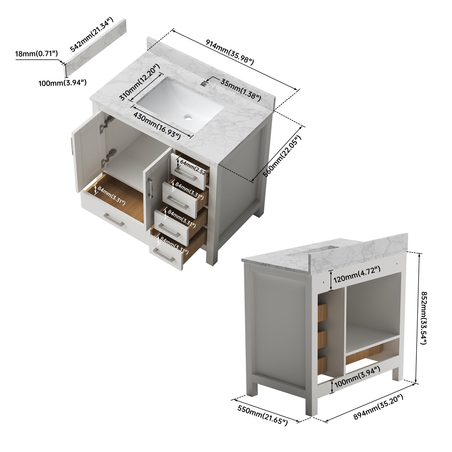 Medunjess 36'' Vestium Bathroom Vanities With Single Sink