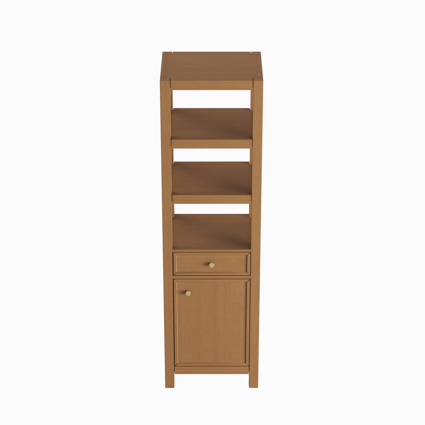 Medunjess 71" Modern Freestanding Bathroom Tall Linen Cabinet,Straight Grain White Oak Finish with Brushed Gold & Matte Black Hardware