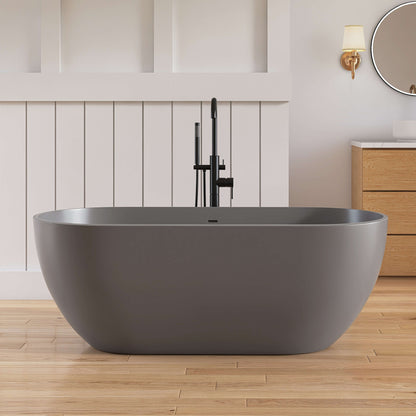 Medunjess 59'' Freestanding immersion solid surface bathtubs