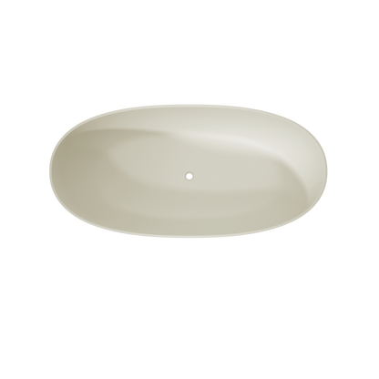 MEDUNJESS 63" Minimalist Travertine Solid Surface Boat-Shaped Freestanding Bathtub