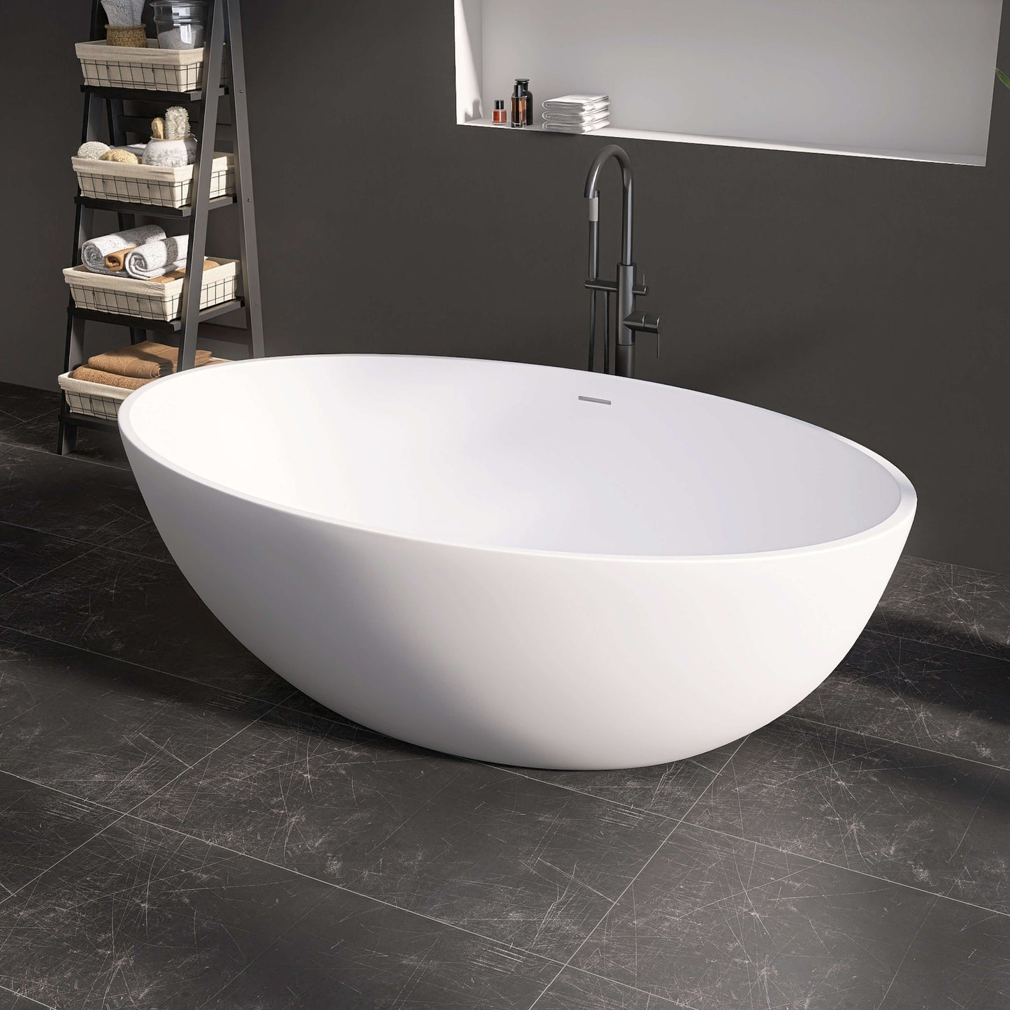 Medunjess 67'' Stone Resin Solid Surface Matte Flatbottom Freestanding Bathtub