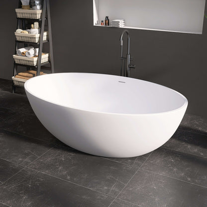 Medunjess 67'' Stone Resin Solid Surface Matte Flatbottom Freestanding Bathtub