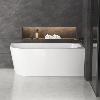 Medunjess 59'' Corner Back-to-Wall Acrylic Freestanding Soaking Bathtub