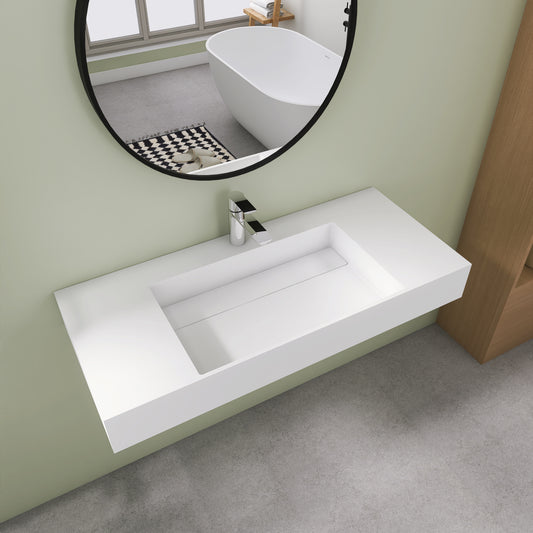 Medunjess 42" Vector Wall Mounted Bathroom Sink Solid Surface Sink