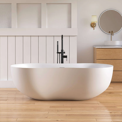 Medunjess Freestanding Bathtub Solid Surface Serenity Wave Bathtub