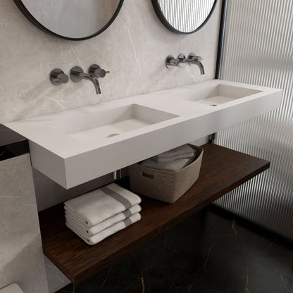 Medunjess 59'' Wall Mounted Bathroom Sink Solid Surface Double sink