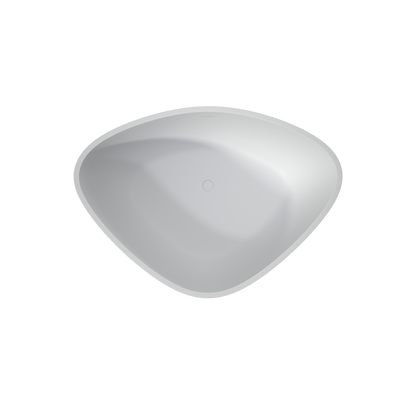 Medunjess 55" Triangular Solid Surface Artificial Stone Soaking Tub with Overflow
