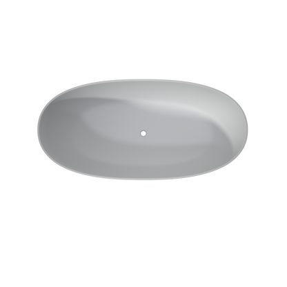 MEDUNJESS 63" Minimalist Travertine Solid Surface Boat-Shaped Freestanding Bathtub