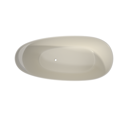 Medunjess 67" Travertine Stone Solid Surface Freestanding Bathtub Stone-Texture Soaking Tub