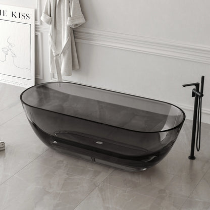 Medunjess 69'' Freestanding Bathtub Solid Surface Stone Resin Soaking Bathtub Transparent