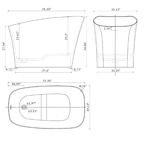 Medunjess 51" Japanese Soaking Tub Freestanding ECO-Friendly