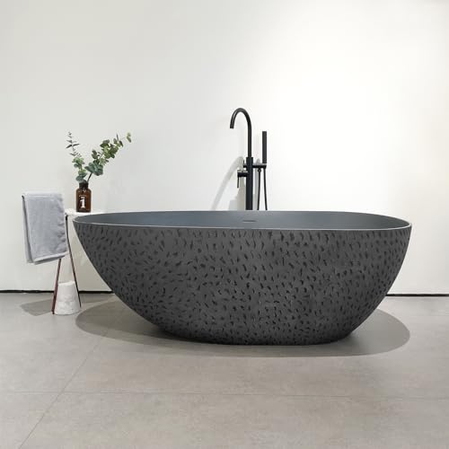 Medunjess 67" Stone Resin Freestanding Tub Concrete Grey