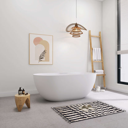 Medunjess 39"Freestanding Artificial Stone Bathtub with Shelf,Non-slip solid surface