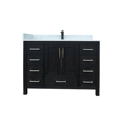 Medunjess 48" Black Wood Oak-Style Bathroom Vanity with Quartz Sink