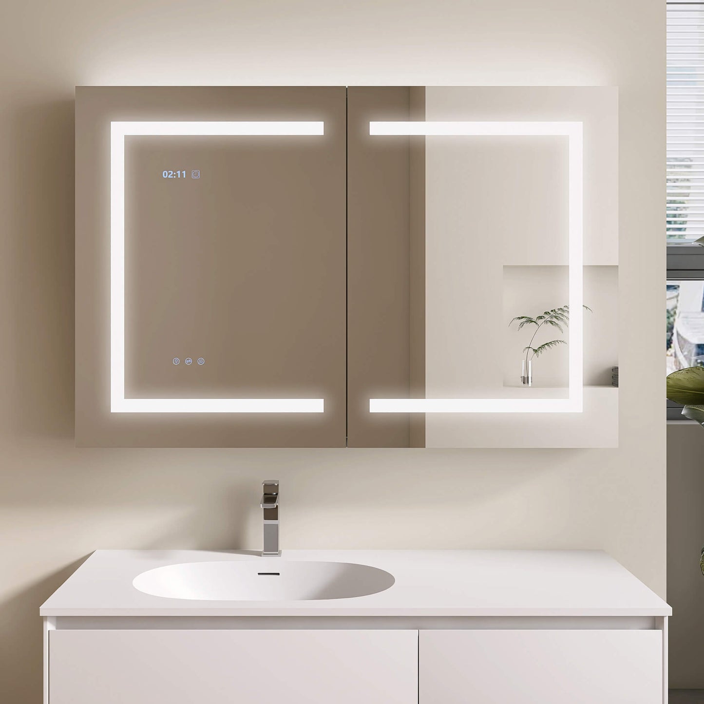 Medunjess 48''x32''  Crystalis Mirror Cabinet with LED (Double Doors)