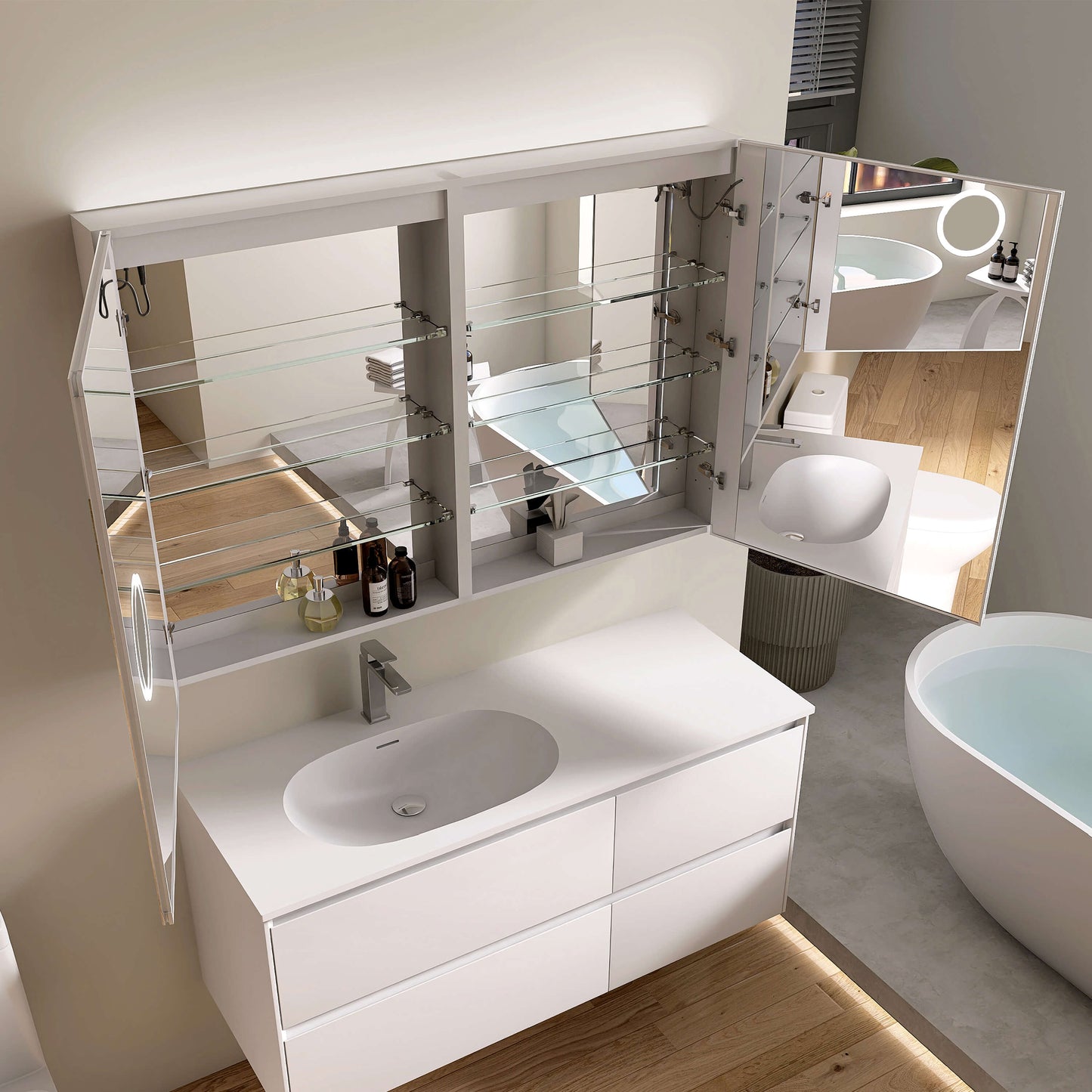 Medunjess 48''x32''  Crystalis Mirror Cabinet with LED (Double Doors)