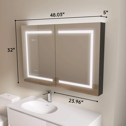 Medunjess 48''x32''  Crystora Mirror Cabinet with LED (Double Doors)