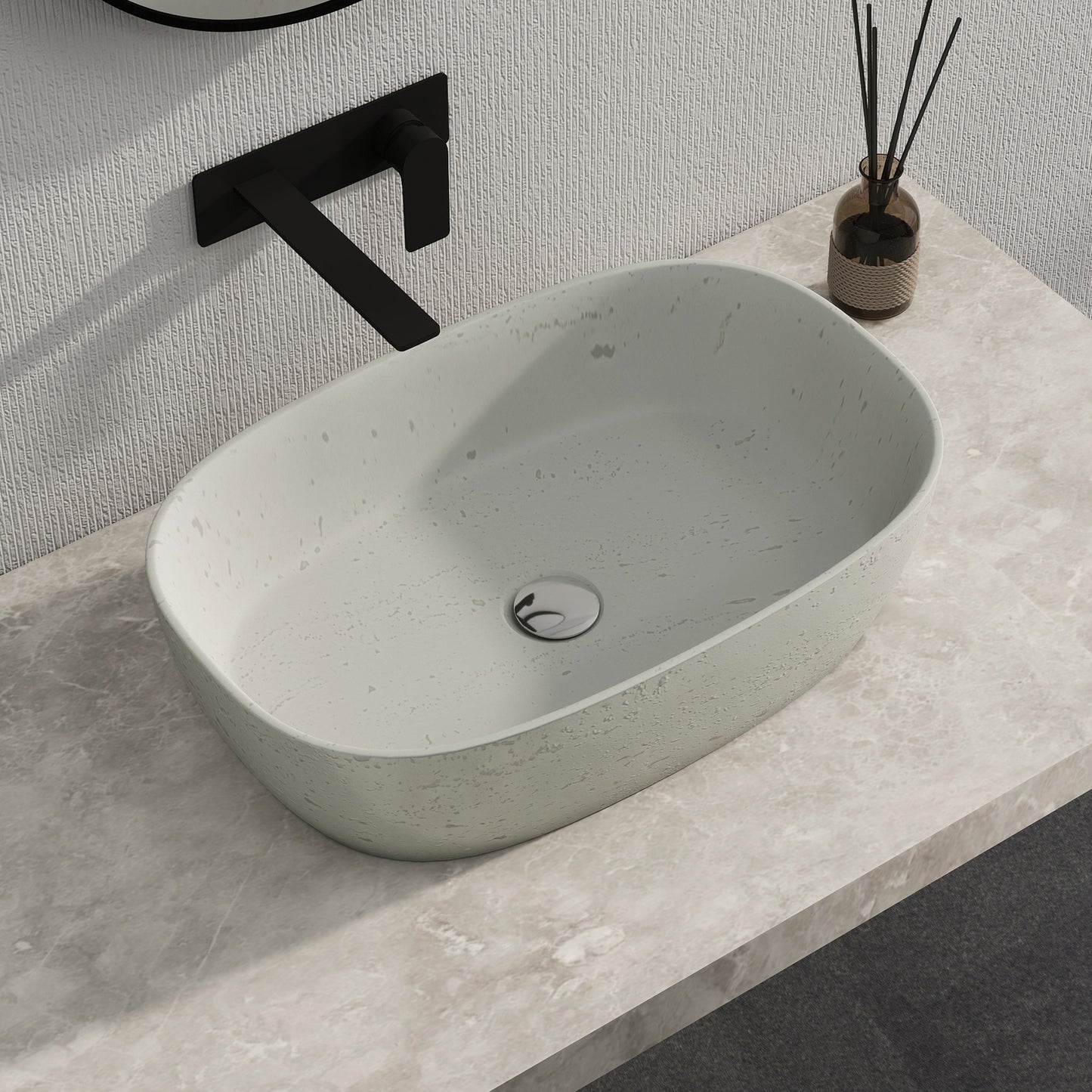 Medunjess 23'' Luna Oval Solid Surface Vessel Sink