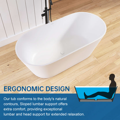 Medunjess 63'' Freestanding Tub Solid Surface Deep Freestanding Soaking Bathtub