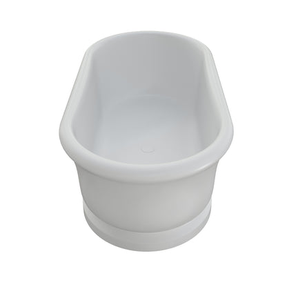 Medunjess 67" Freestanding Solid Surface Stone Composite Soaking Bathtub - Matte White