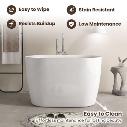 Medunjess 43” Swan Freestanding acrylic bathtub with bench