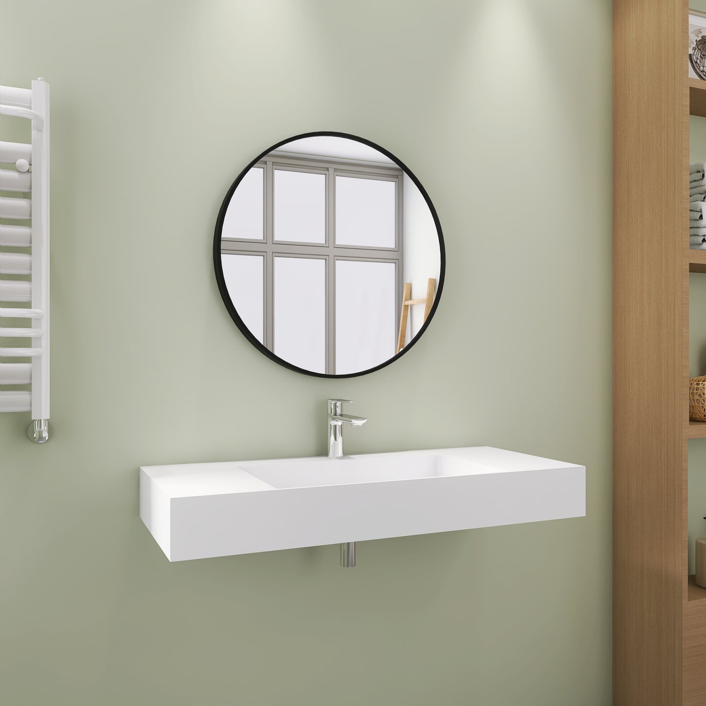 Medunjess 42" Vector Wall Mounted Bathroom Sink Solid Surface Sink