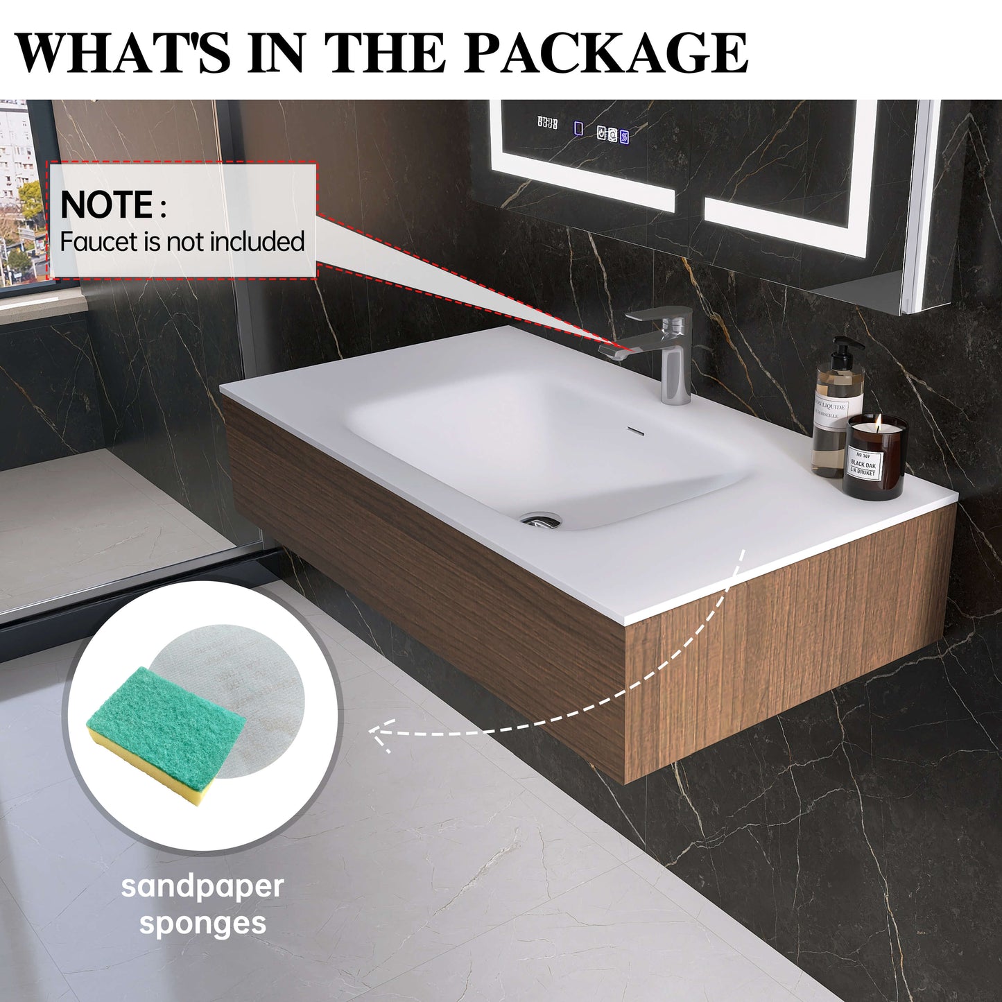 Medunjess 39''Etherea Wall Mounted Bathroom Sink Solid Surface Sink