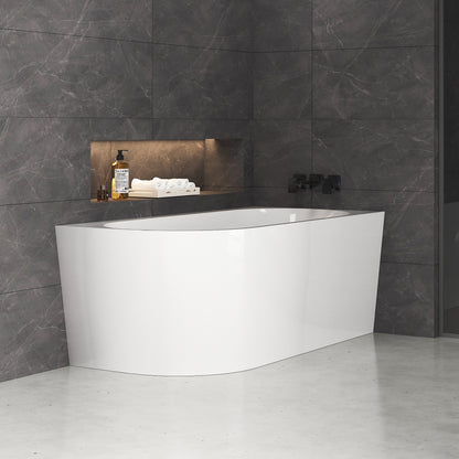 Medunjess 59'' Corner Back-to-Wall Acrylic Freestanding Soaking Bathtub
